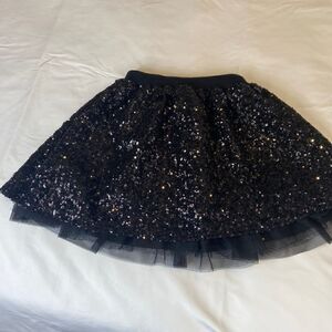 Girls' Black Sequin and Tule Skirt